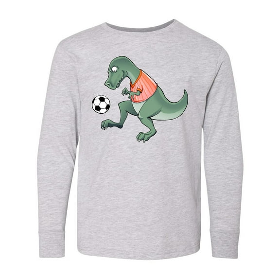 Inktastic Soccer Dinosaur Long Sleeve Youth T-Shirt