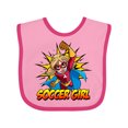 thumbnail image 1 of Inktastic Soccer Girl Superhero Girls Baby Bib, 1 of 4