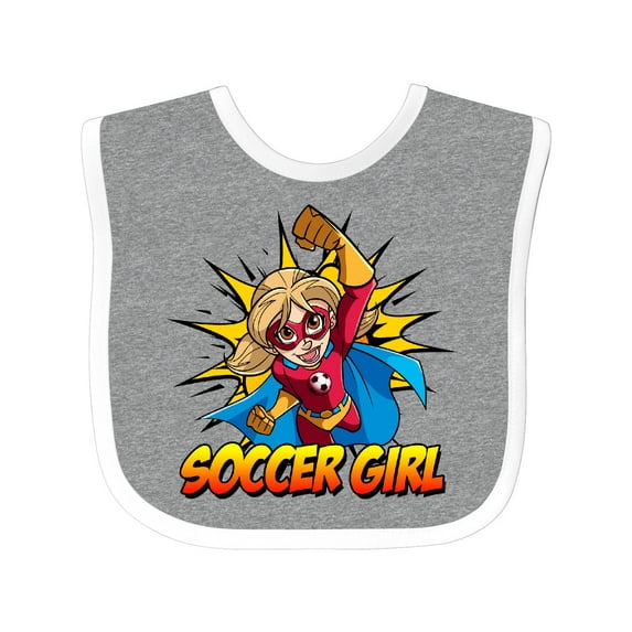 Inktastic Soccer Girl Superhero Girls Baby Bib