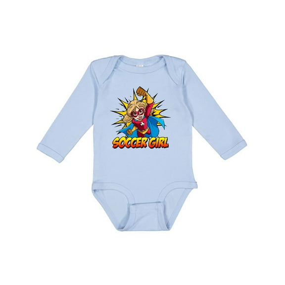 Inktastic Soccer Girl Superhero Girls Long Sleeve Baby Bodysuit
