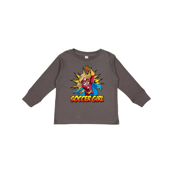 Inktastic Soccer Girl Superhero Girls Long Sleeve Toddler T-Shirt
