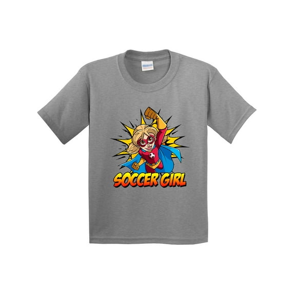 Inktastic Soccer Girl Superhero Youth T-Shirt