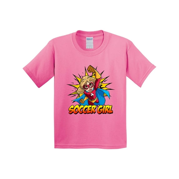Inktastic Soccer Girl Superhero Youth T-Shirt