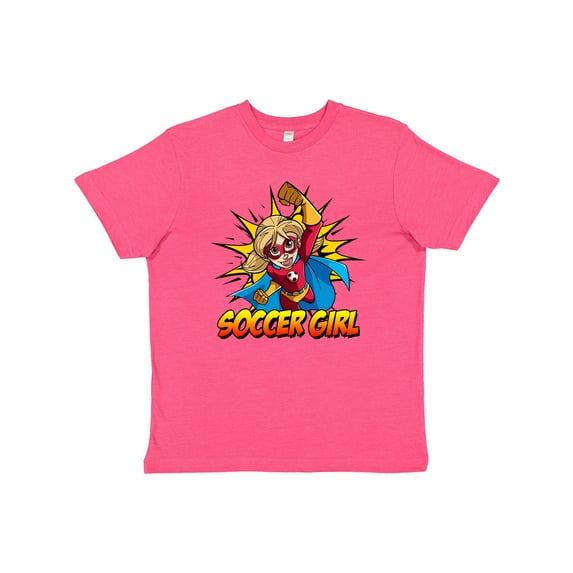 Inktastic Soccer Girl Superhero Youth T-Shirt