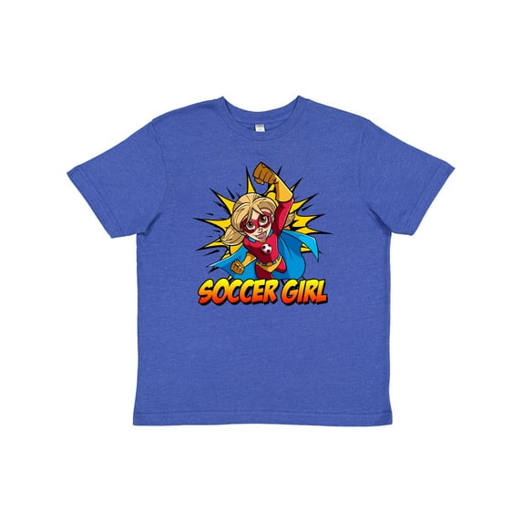 Inktastic Soccer Girl Superhero Youth T-Shirt