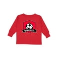 thumbnail image 1 of Inktastic Soccer Morocco Flag Banner Boys or Girls Long Sleeve Toddler T-Shirt, 1 of 5