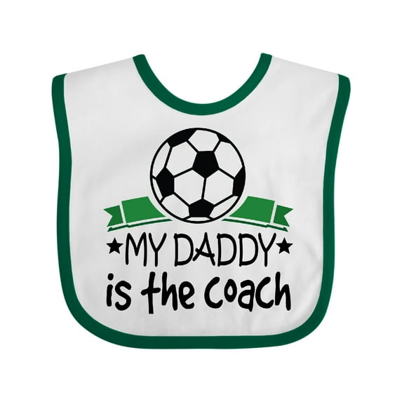Inktastic Soccer My Daddy is the Coach Boys or Girls Baby Bib