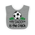 thumbnail image 1 of Inktastic Soccer My Daddy is the Coach Boys or Girls Baby Bib, 1 of 4
