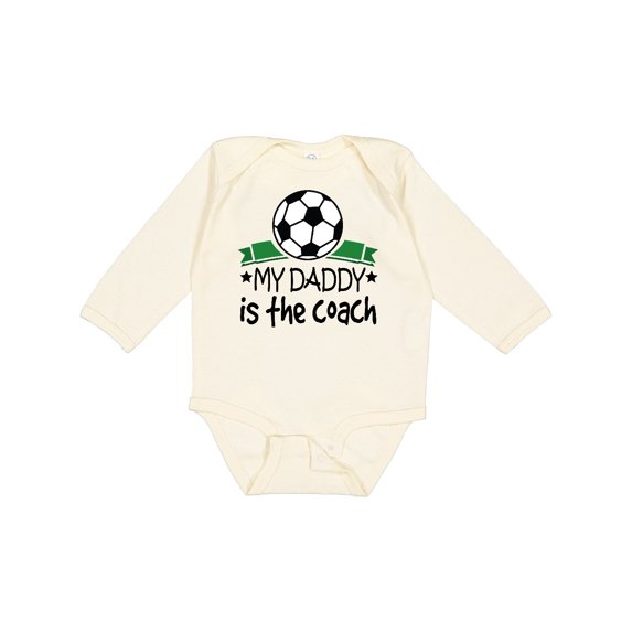 Inktastic Soccer My Daddy is the Coach Boys or Girls Long Sleeve Baby Bodysuit