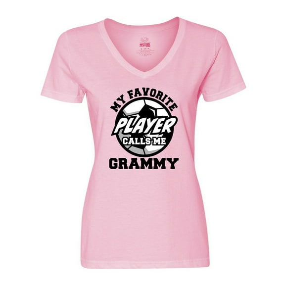 Inktastic Soccer My Favorite Player Calls Me Grammy Women's V-Neck T-Shirt