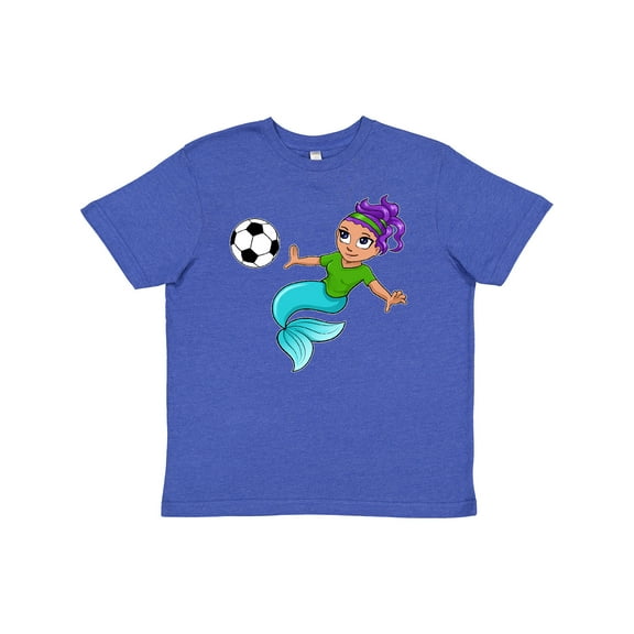 Inktastic Soccer Playing Mermaid Youth T-Shirt