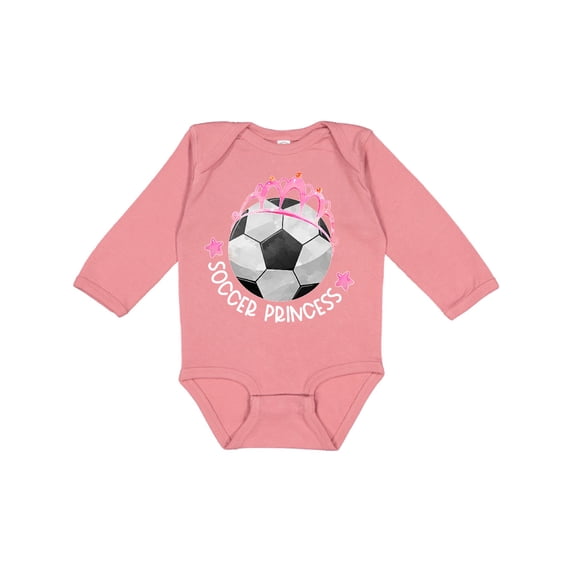Inktastic Soccer Princess- Tiara Girls Long Sleeve Baby Bodysuit