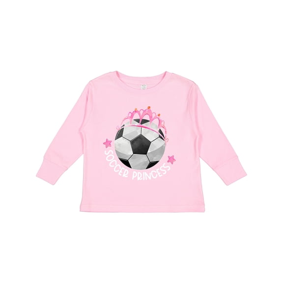 Inktastic Soccer Princess- Tiara Girls Long Sleeve Toddler T-Shirt