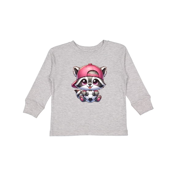 Inktastic Soccer Raccoon Girls Long Sleeve Toddler T-Shirt