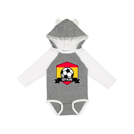 Inktastic Soccer Spain Flag Banner Boys or Girls Long Sleeve Baby Bodysuit