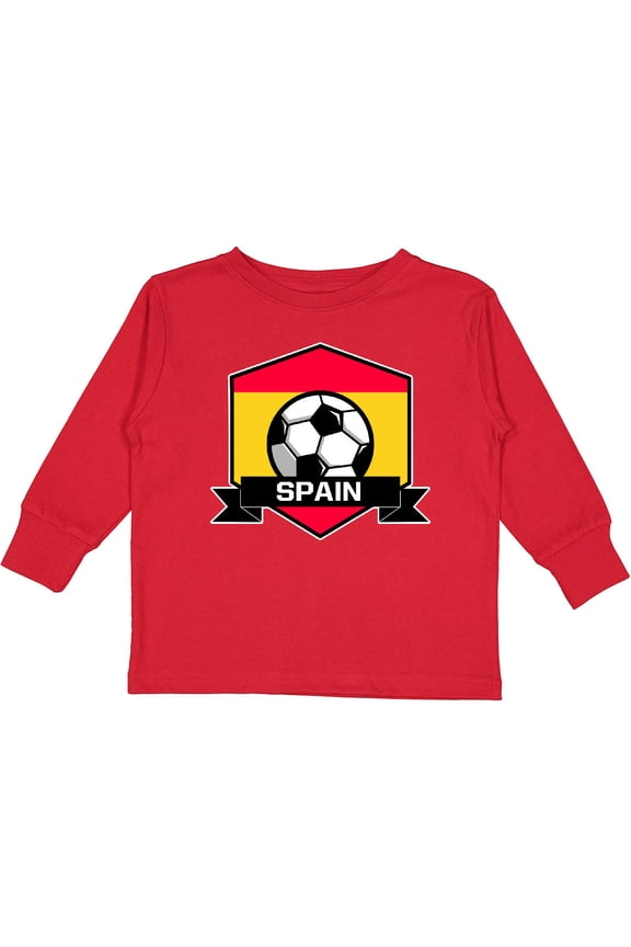 Soccer Spain Flag Banner Boys or Girls Long Sleeve Toddler T-Shirt