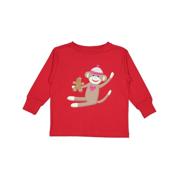 Inktastic Sock Monkey Gingerbread Boys or Girls Long Sleeve Toddler T-Shirt