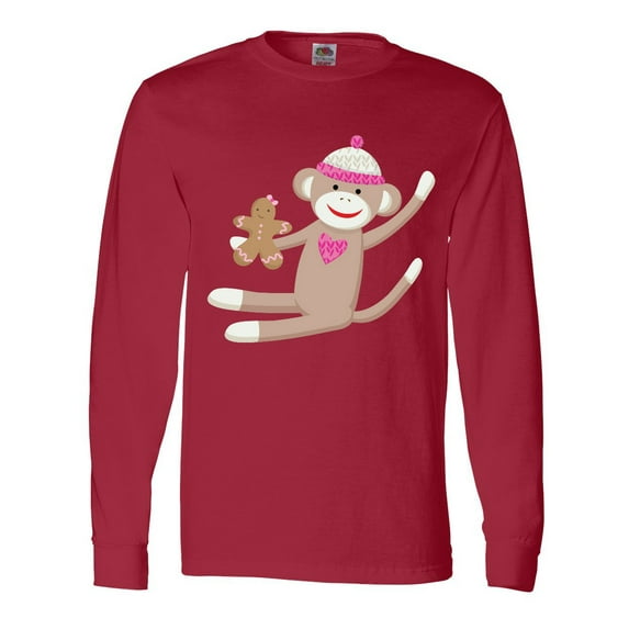 Inktastic Sock Monkey Gingerbread Long Sleeve T-Shirt