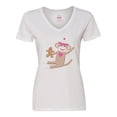 thumbnail image 1 of Inktastic Sock Monkey Gingerbread Women's V-Neck T-Shirt, 1 of 5
