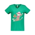 thumbnail image 1 of Inktastic Sock Monkey Gingerbread Women's V-Neck T-Shirt, 1 of 5