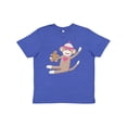 thumbnail image 1 of Inktastic Sock Monkey Gingerbread Youth T-Shirt, 1 of 5