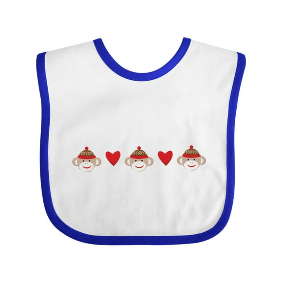 Inktastic Sock Monkey Heart Border Boys or Girls Baby Bib