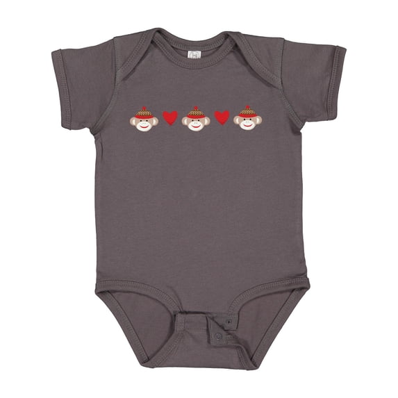 Inktastic Sock Monkey Heart Border Boys or Girls Baby Bodysuit