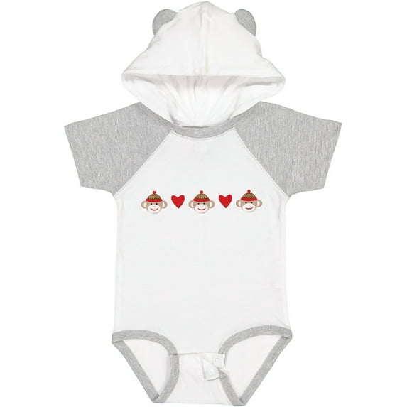 Inktastic Sock Monkey Heart Border Boys or Girls Baby Bodysuit