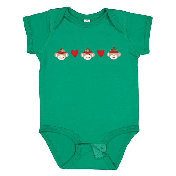 Inktastic Sock Monkey Heart Border Boys or Girls Baby Bodysuit
