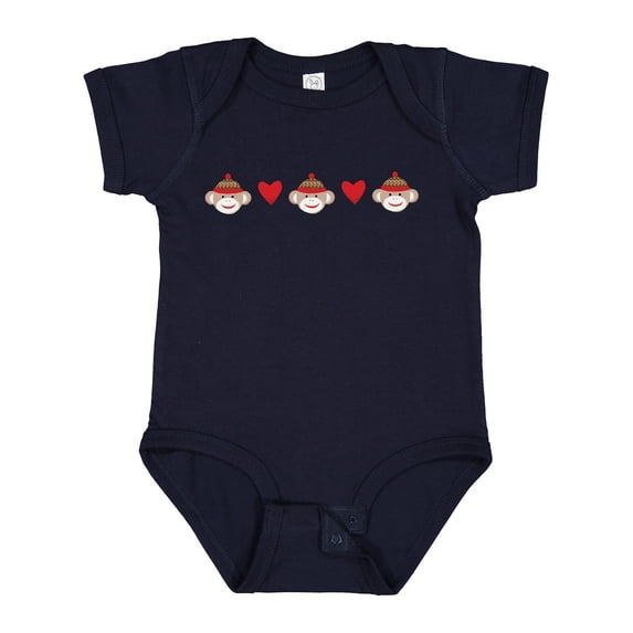 Inktastic Sock Monkey Heart Border Boys or Girls Baby Bodysuit