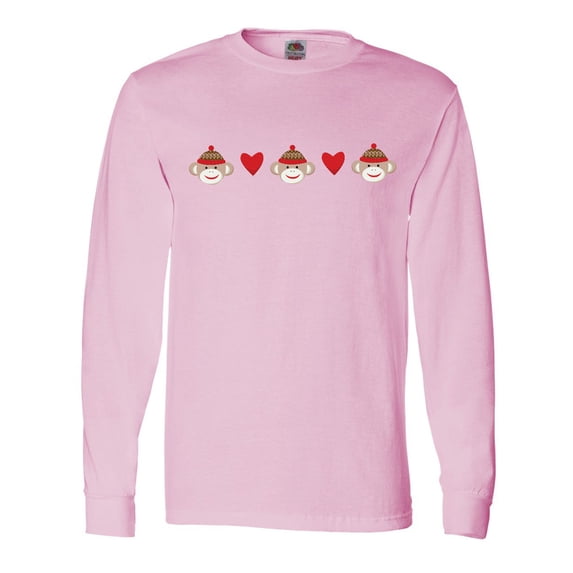 Inktastic Sock Monkey Heart Border Long Sleeve T-Shirt