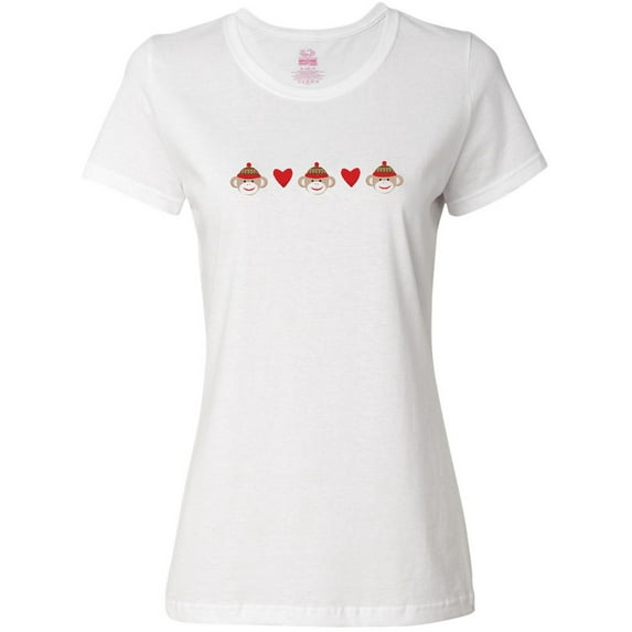 Inktastic Sock Monkey Heart Border Women's T-Shirt