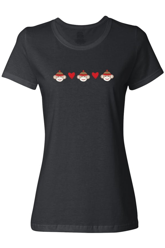 Sock Monkey Heart Border Women's T-Shirt