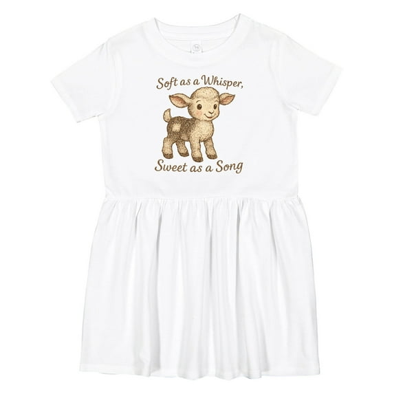 Inktastic Soft As a Whisper Sweet Lamb Illustration Girls Toddler Dress