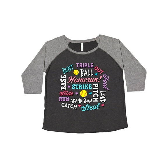 Inktastic Softball Word Salad with Softball and Hearts Women's Plus Size T-Shirt