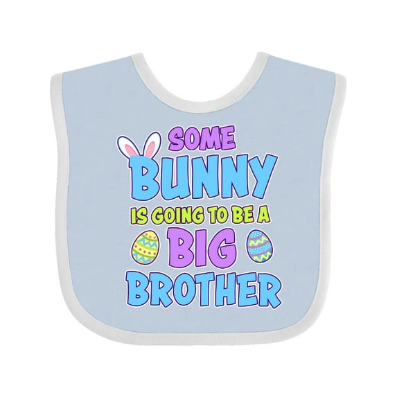 Inktastic Some Bunny is Going to Be a Big Brother with Bunny Ears and Eggs Boys Baby Bib