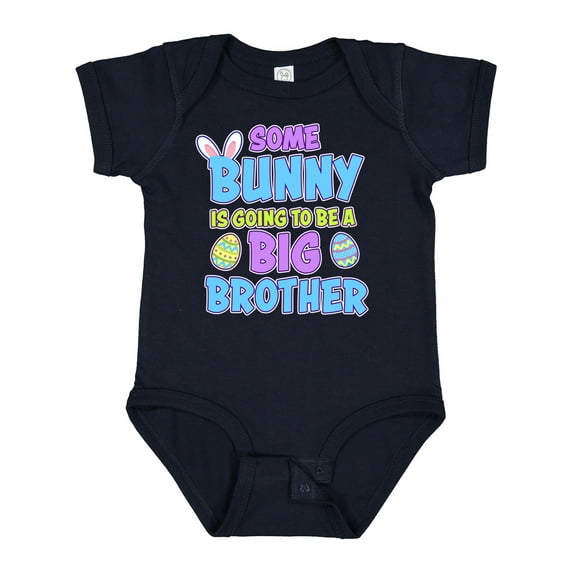 Inktastic Some Bunny is Going to Be a Big Brother with Bunny Ears and Eggs Boys Baby Bodysuit