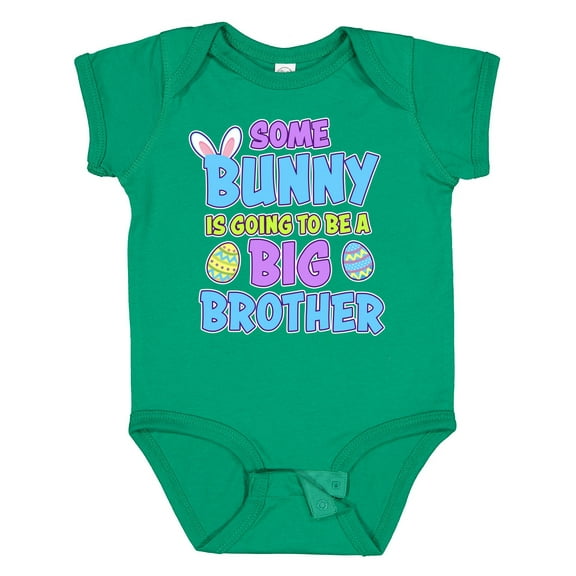 Inktastic Some Bunny is Going to Be a Big Brother with Bunny Ears and Eggs Boys Baby Bodysuit