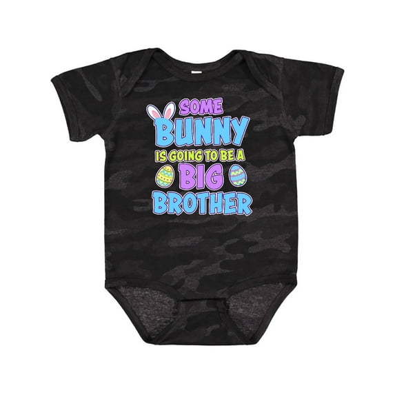 Inktastic Some Bunny is Going to Be a Big Brother with Bunny Ears and Eggs Boys Baby Bodysuit
