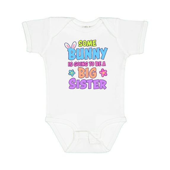 Inktastic Some Bunny is Going to Be a Big Sister with Bunny Ears and Flowers Girls Baby Bodysuit
