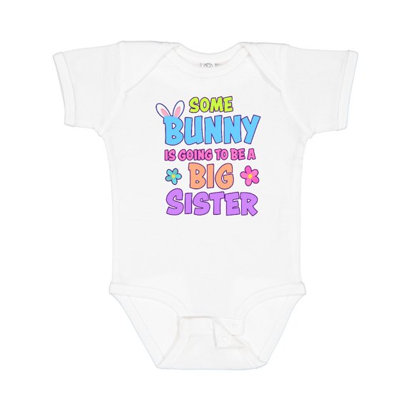 Inktastic Some Bunny is Going to Be a Big Sister with Bunny Ears and Flowers Girls Baby Bodysuit