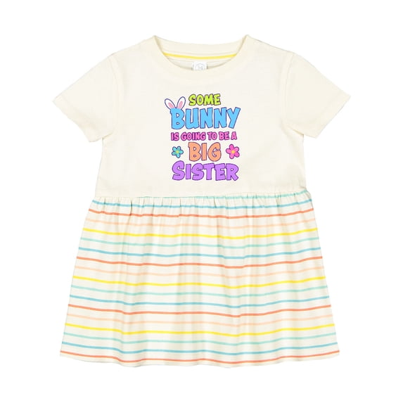 Inktastic Some Bunny is Going to Be a Big Sister with Bunny Ears and Flowers Girls Baby Dress