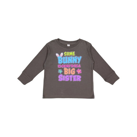 Inktastic Some Bunny is Going to Be a Big Sister with Bunny Ears and Flowers Girls Long Sleeve Toddler T-Shirt
