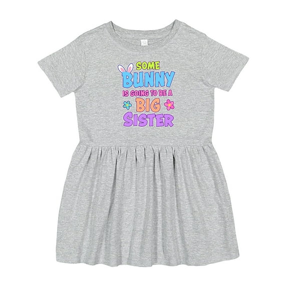 Inktastic Some Bunny is Going to Be a Big Sister with Bunny Ears and Flowers Girls Toddler Dress