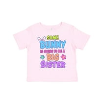 Inktastic Some Bunny is Going to Be a Big Sister with Bunny Ears and Flowers Girls Toddler T-Shirt