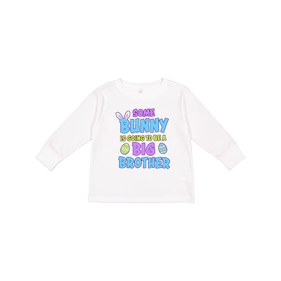 Inktastic Some Bunny is Going to be a Big Brother with Bunny Ears and Eggs Boys Long Sleeve Toddler T-Shirt