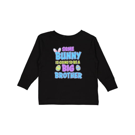 Inktastic Some Bunny is Going to be a Big Brother with Bunny Ears and Eggs Boys Long Sleeve Toddler T-Shirt