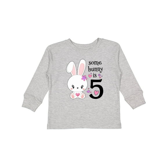 Inktastic Somebunny is Five- 5th birthday bunny Boys or Girls Long Sleeve Toddler T-Shirt