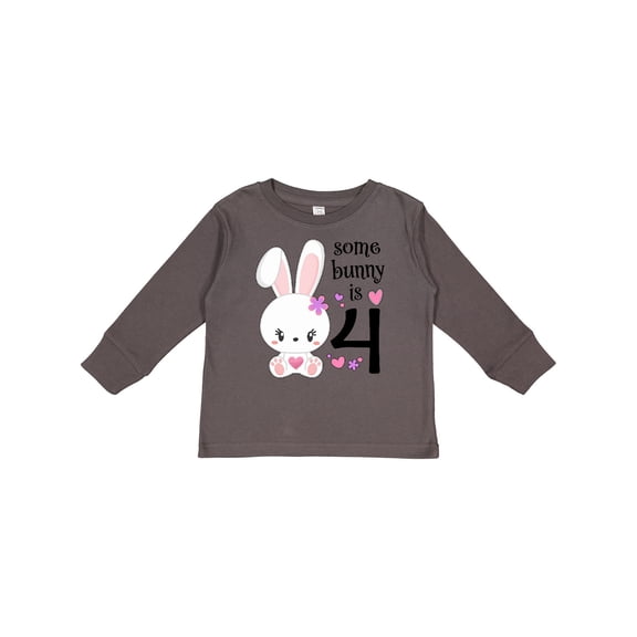 Inktastic Somebunny is Four 4th Birthday Bunny Boys or Girls Long Sleeve Toddler T-Shirt