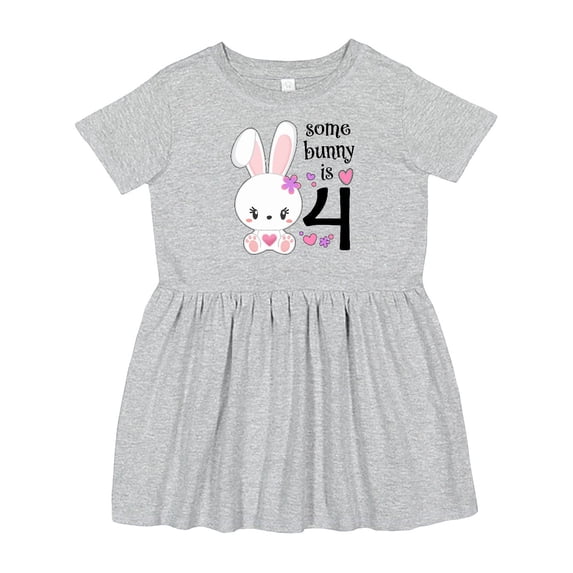 Inktastic Somebunny is Four 4th Birthday Bunny Girls Toddler Dress